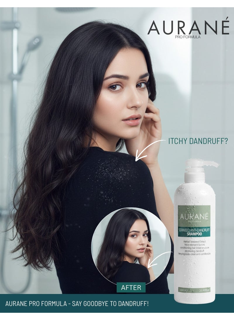 AURANE Seaweed Anti-Dandruff Shampoo 750ml - Professional Hair Care for Dandruff Control - Soothing and Refreshing Formula - Cleanses and Purifies Scalp - Helps Reduce Itching and Flaking - Image 2